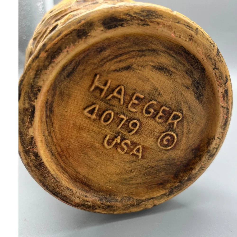 Vintage Haeger Pottery Brown Tiki Vase model #4079‎ 12